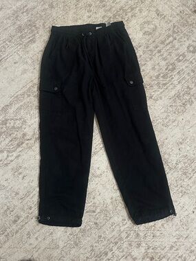 Time and Tru Men's Black Cargo Pants with Drawstring Waist